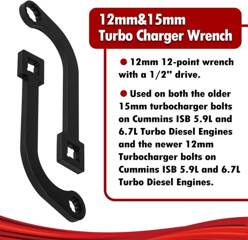 12mm&15mm Turbo Charger Bolt Wrench 9866B 9866A For Cummins ISB 5.9L/6.7L Diesel - Picture 2 of 11
