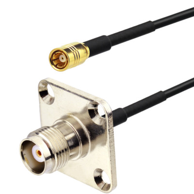 SMB Female pin to TNC Female 4 Hole Flange Mount Pigtail Cable RG174 5'' for wifi