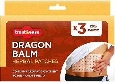 3x Dragon Balm Herbal Patches Pain Relief Muscles Deep Heat Stick 12x15mm Patch
