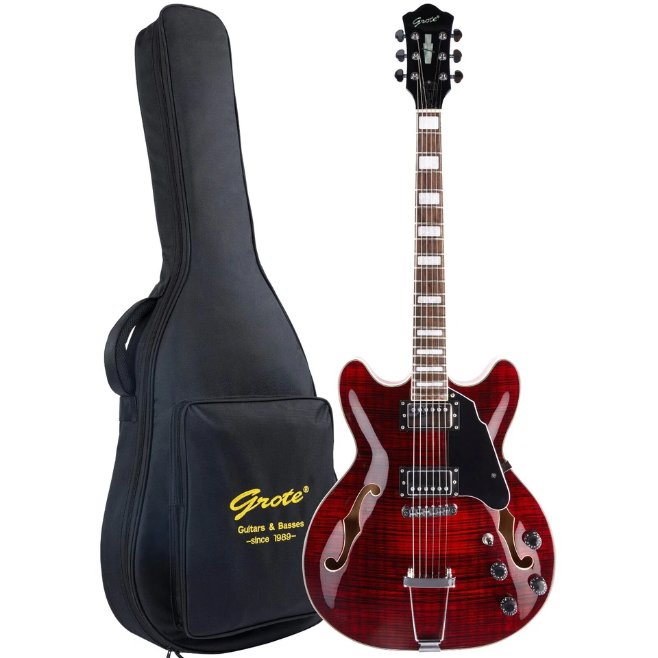 Grote Electric Guitar Semi-Hollow Body 335-YS-HW Style with GigBag - Image 3 of 4