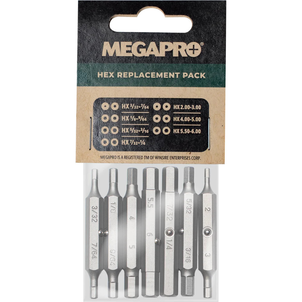Megapro Replacement Bit Pack - The Hex, 7 Double Ended Bits