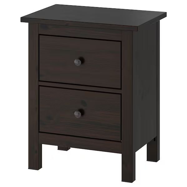 Black Nightstand Set of 2 with Modern Design-image
