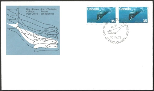 🍁Canada    #814 Pair  "Bowhead Whale"     Brand New 1979  First Day Cover
