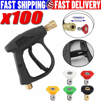 #ad #ad 1 4quot; High Pressure Washer Gun 4000 PSI Car Wash Foam Spray Short Wand w 5 Nozzle $129.10
