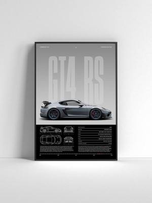 Porsche 718 Cayman GT4 RS Poster | Modern Sports Car Wall Art | Gift for Fans