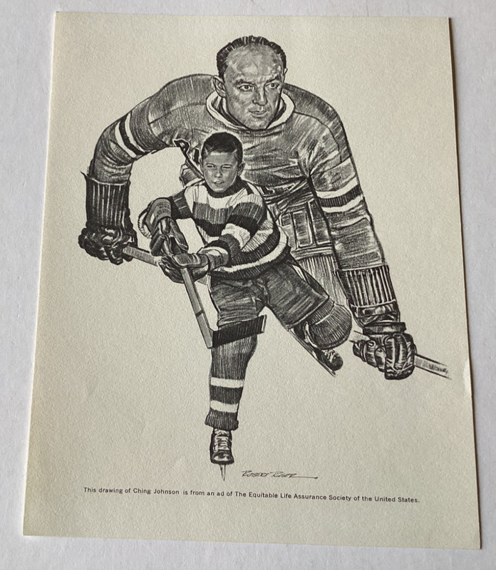 VINTAGE CHING JOHNSON YORK RANGERS LITHOGRAPH Free Ship