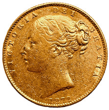 1872/1 M Melbourne Overdate Victoria Shield Gold Sovereign Error R4 EX. RARE