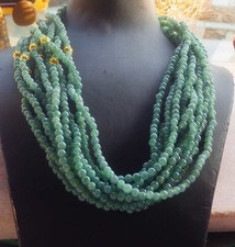 1pcs Green Video Burma Natural A JADE Jadeite beads bead Necklace 23in 718872