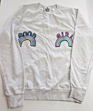 The Ragged Priest Womens Sweatshirt sz L Good Girls Graphic Rainbow Grey