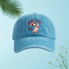Stay Chill Skeleton Beach Washed Baseball Cap Retro Dad Hat Washed Baseball Cap
