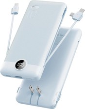 Portable Charger Built-in Cables and AC Wall Plug, USB C Power Bank 10000mAh, Tr