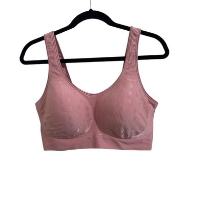 Bali Comfort Revolution Wireless Bra 2XL Dusty Rose Pink Polka Dot Jacquard