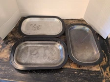 Vintage Thermo-Plate Stainless Steel Sizzler Steak Platter Service Ideas Set 3