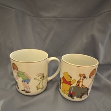 Vintage Disney Winnie the Pooh Character Mugs Set Japan Pre-1968 Gold Rim