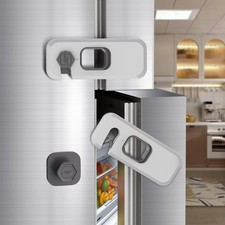 2 Pack Fridge Locks with Self Adhesive, Refrigerator Latch for A-Grey-2pack
