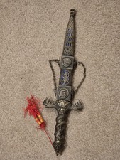 Cuchillo dragón cermonial japonés antiguo de 14 pulgadas funda de zafiro azul hoja de 8 pulgadas