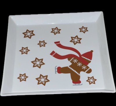 Crate and Barrel GINGERBREAD PLATTER 12'' Square Excellent