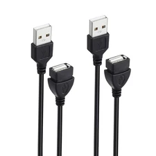 USB Extension Cable 2-Pack, 5 ft Male to Female USB-A 2.0 Extender Cord