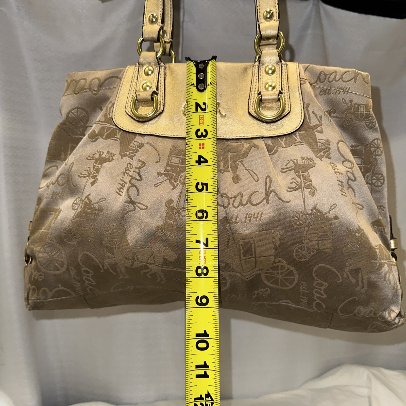 Coach Gold Canvas & Leather Handbag - Gem