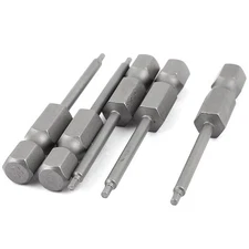 5pcs 1/4" Hex Shank 1.5mm Hexagon Head Magnetic Screwdriver Bits 50mm Length