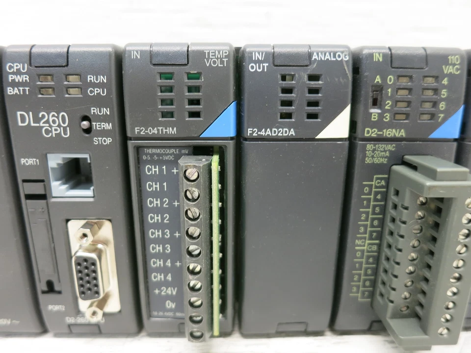 Direct Logic 205 PLC Rack D2-06B-1 PS D2-260 DL260 CPU I/O Modules Koyo Facts - Image 3 of 4