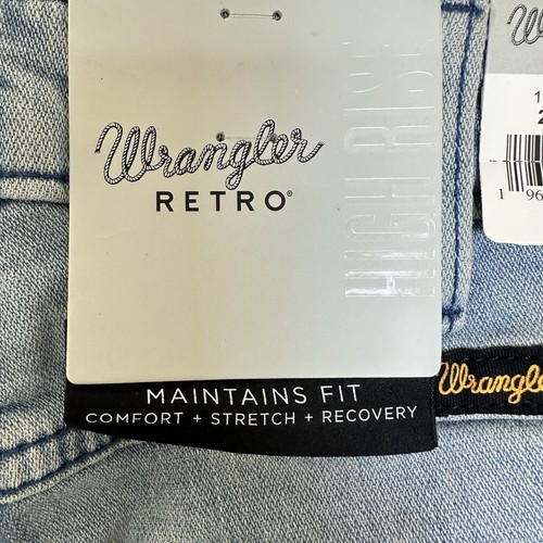 Wrangler Retro Embroidered High Rise Trumpet Flare Jeans Light Wash Sz 26 x 30 - Picture 9 of 13