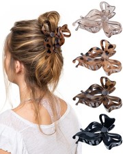4 PCS Bow Hair Clips Bow Claw Clip for Women, Large Hair Claw Clips for Thin ...