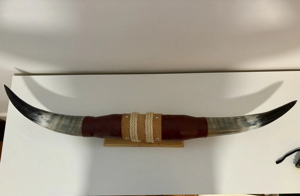 "Cuernos de dirección montados 34"" pulidos gran color rancho toro rústico nuevos con montaje" Foto 3 de 4