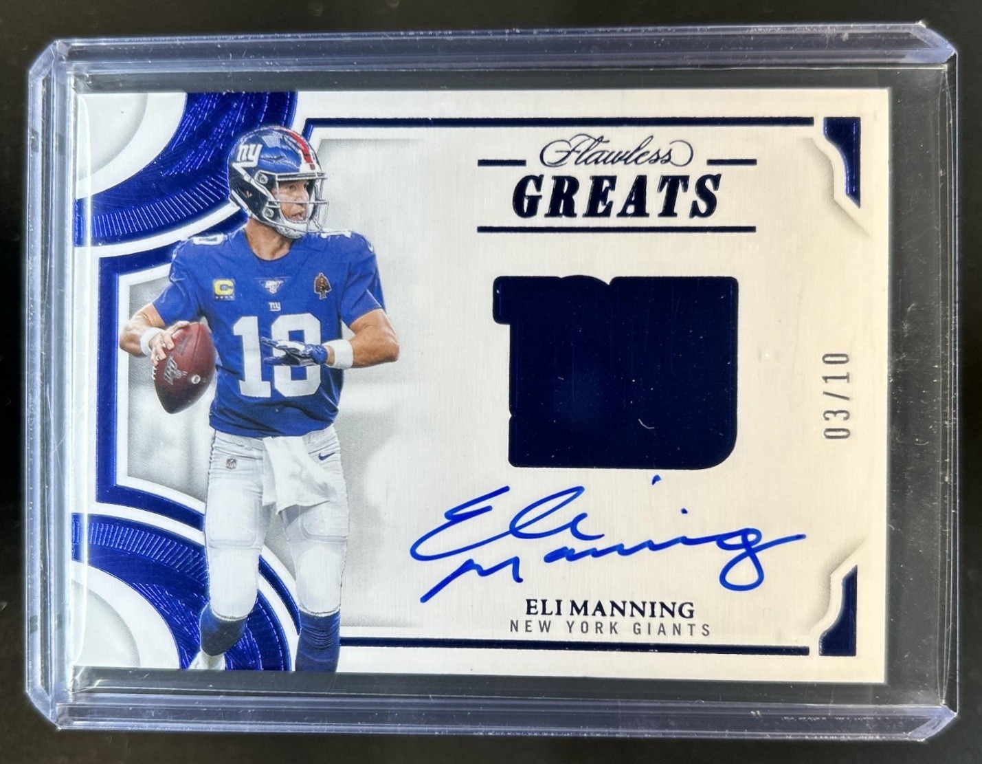 2025 Panini Flawless Eli Manning Greats Sapphire Auto Autograph #/10 Giants view 1