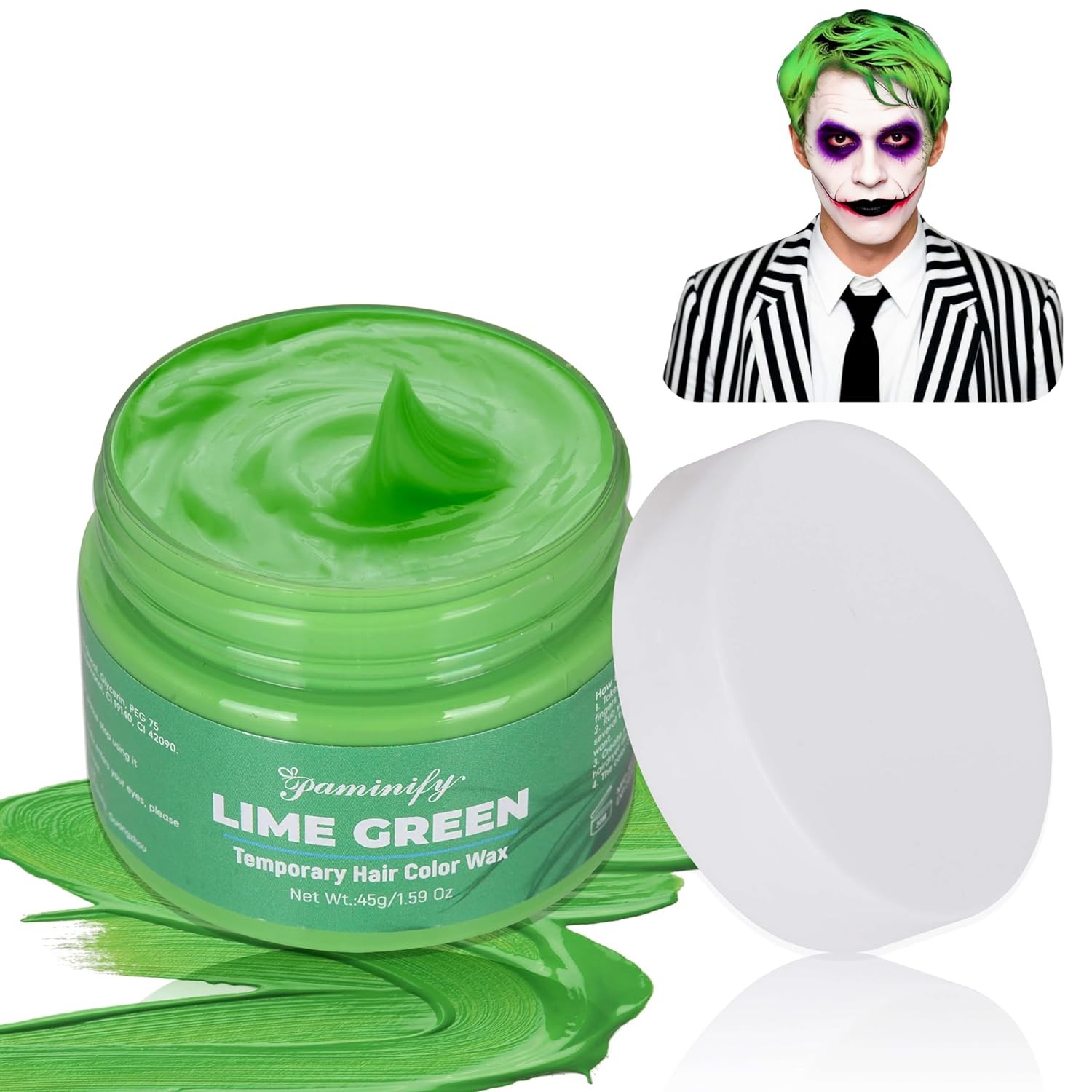 Lime Green Temporary Hair Color Dye,Washable Temporary Green Hair for Frankenste
