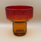 Vintage Blenko Glass 596 Wayne Husted Tangerine Bowl Vase 6.5” Etched Very HTF