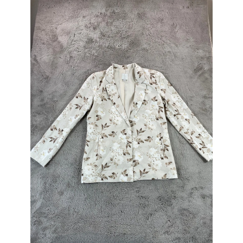 Blazer Joie Floral Mezcla de Lino Chaqueta Botánica Blanco Tostado Neutro Talla M Nuevo con Etiquetas Foto 2 de 4