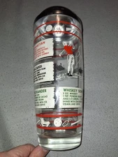 VIntage MCM  Hazel Atlas Sports Themed Glass Cocktail Shaker W/ Drink Recipes