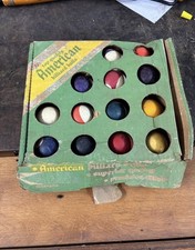 American Vintage Complete Set of 16 Billiard Balls w/ Original Box