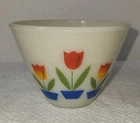 Vintage Fire King Anchor Hocking Milk Glass Tulips on Ivory Bowl