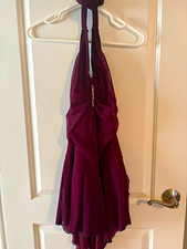 Women  s Purple Solid Halter One-Piece Figure skating dress