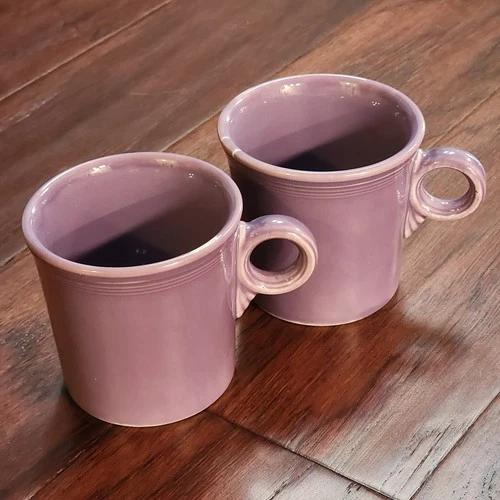 Fiesta Lilac Purple Set Of 2 Ring Handle Coffee Mugs Fiestaware Cups HLC *flaws*