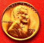 1955-S Lincoln Wheat Cent Penny GEM RD BU From an Original Bank Roll