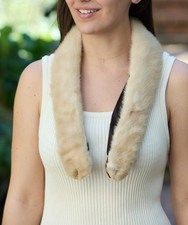 Vintage Blond Mink Fur Collar Clip Stole Velvet Lined