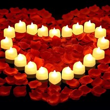 Artificial Rose Petals 3000 Pcs with 20 LED Tea Lights for Romantic Decor
