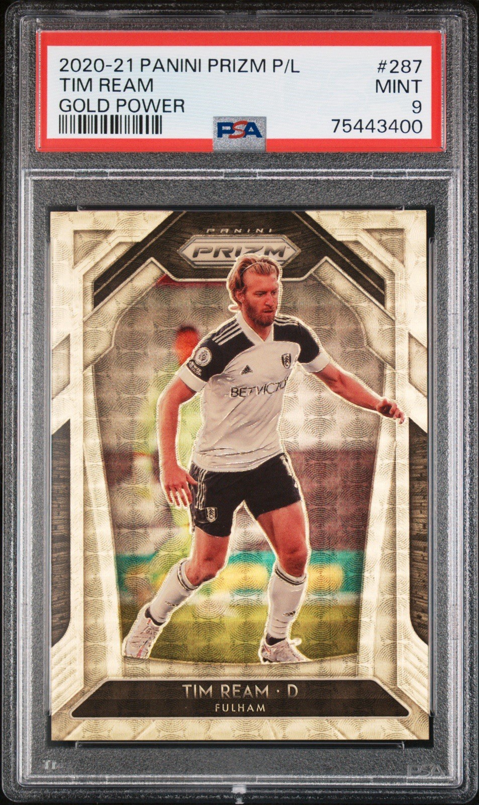 2020-21 Prizm EPL Tim Ream Gold Power #D 2/5 PSA 9