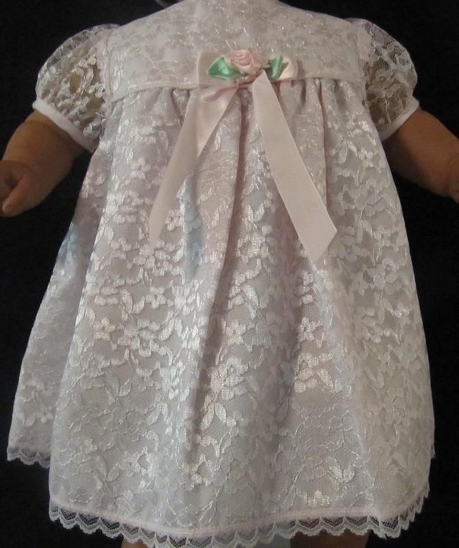 Bryan Short Sleeve Pink Lace Dress with Roses Size 6-9 Months