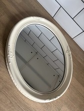 Vintage Oval Ornate Cream Mirror Finished In Shabby Chic 47cm x 37cm