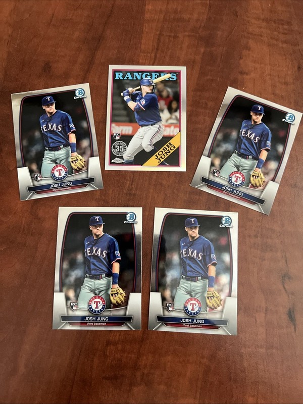 Josh Jung 2023 Topps Chrome 35th Anniversary & 4 Bowman Chrome Rookie Lot