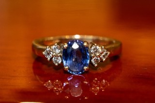 14k Gold blue Sapphire & Moissanite ring 14ct 585 jewellery
