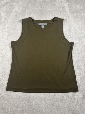 Josephine Chaus Women's Sheer Sleeveless Top Green/Brown Size Large