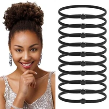 Lusofie 10 Pcs Upgraded Snap Hair Ties For Thick Hair Adjustable Hair Ties Co...