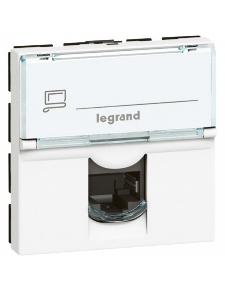 Prise RJ45 C6 UTP 90D Legrand 076591 connecteur reseau haut de gamme Mosaic blanc