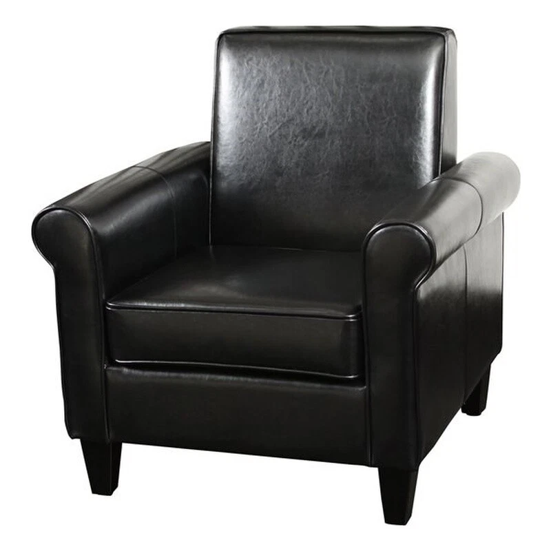 Noble House Freemont Bonded Faux Leather Club Chair in Black eBay