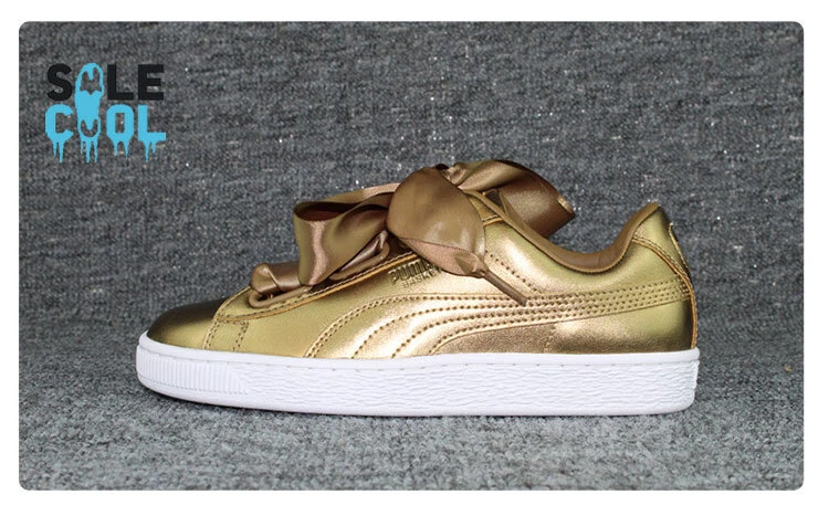 Habitual Porque triste Puma Youth Womens 6 Gold Basket Heart Ribbon Sneakers Low Top Lace  366730-02 | eBay